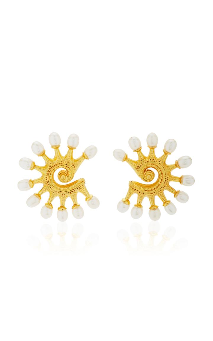 Moda Operandi Lalaounis 22k Yellow Gold Shell Earrings