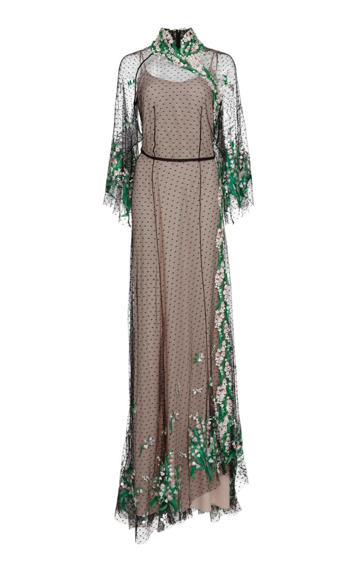 Blumarine Mock Neck Point D'esprit Gown