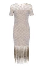 Pamella Roland Grid Signature Sequin Dress