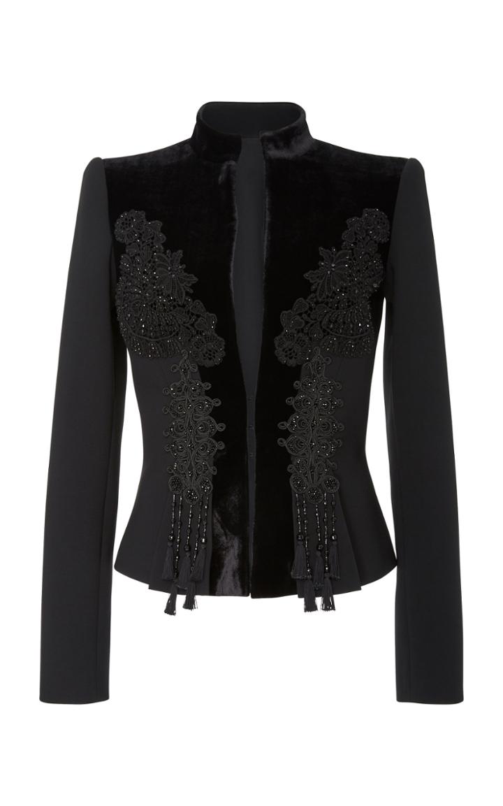 Zuhair Murad Embellished Embroidered Velvet And Crepe Blazer