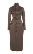 Balenciaga Waist-trainer Houndstooth Checked Jacquard Jersey Coat