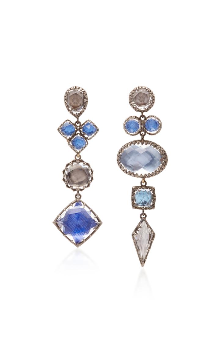 Larkspur & Hawk Sadie Mis-matched Gold And Quartz Convertible Earrings