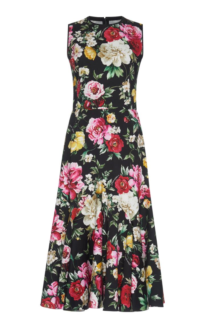 Dolce & Gabbana Floral-print Stretch-cotton Midi Dress