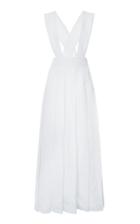 Miu Miu Pleated Linen Pinafore Maxi Dress