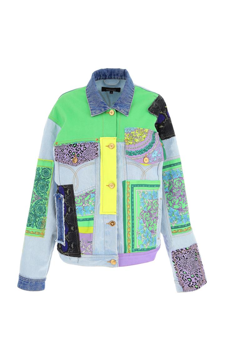 Moda Operandi Versace Oversized Mixed-print Denim Jacket