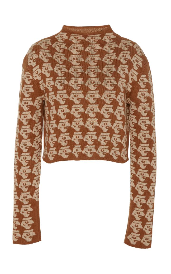 Escvdo Cara Cotton Jacquard Print Top