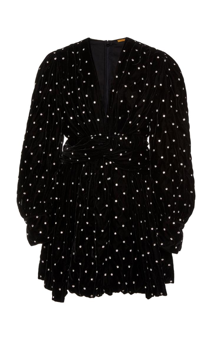 Dodo Bar Or Malenia Crystal-embellished Velvet Mini Dress