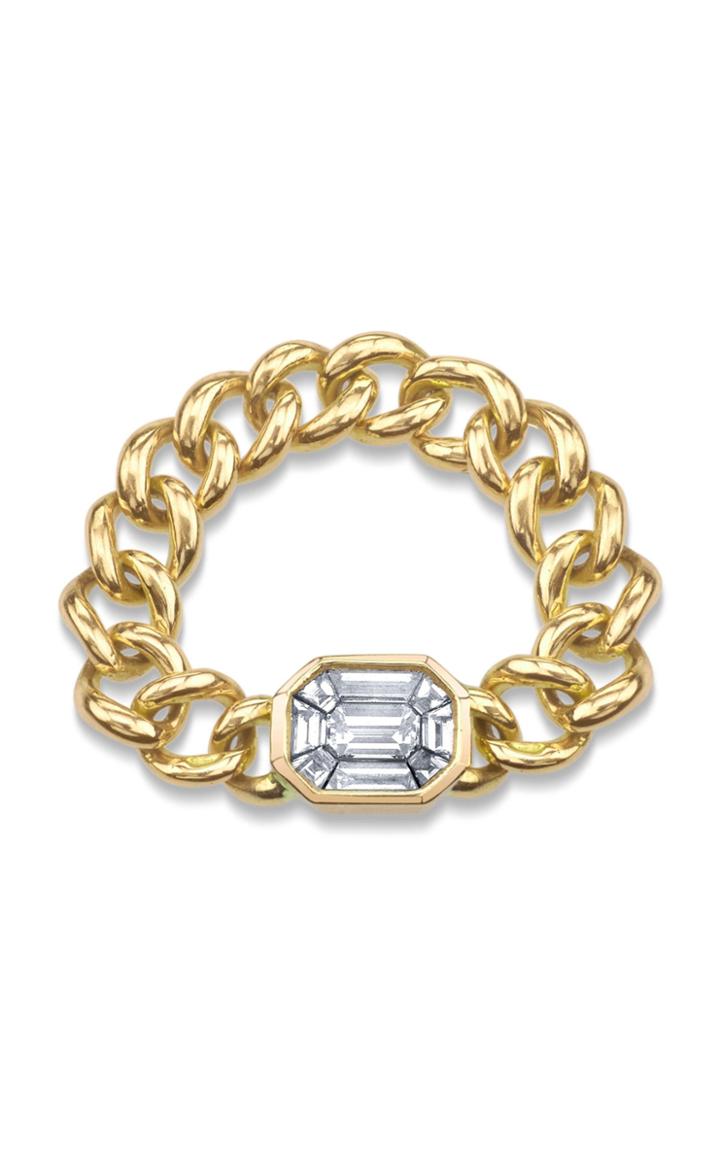 Moda Operandi Shay 18k Yellow Gold Illusion Emerald Diamond Link Ring