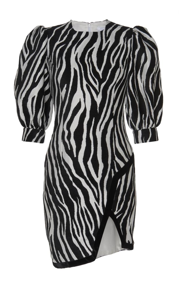 Andrew Gn Zebra Satin Jacquard Dress