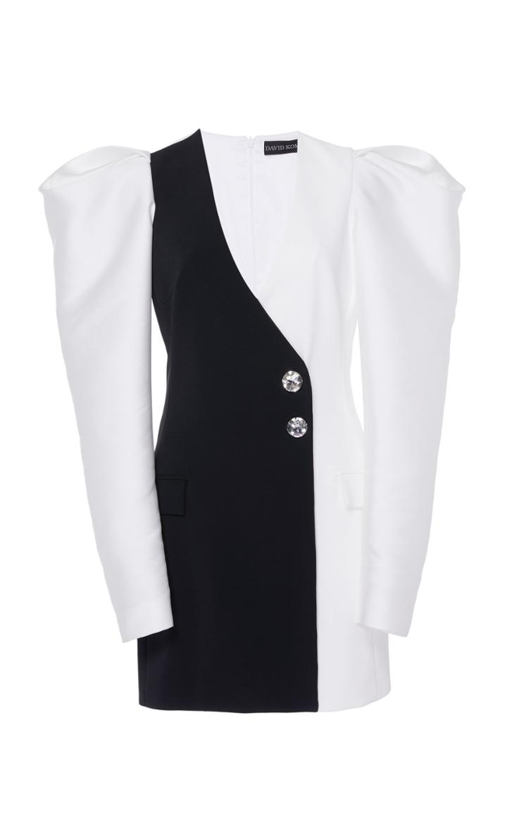 David Koma Gigot Two-tone Embellished Crepe Mini Dress