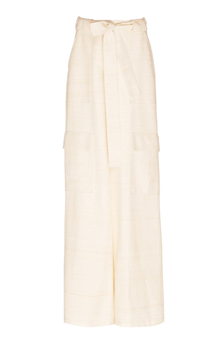 Oscar De La Renta Belted Silk Wide-leg Pants Size: 0
