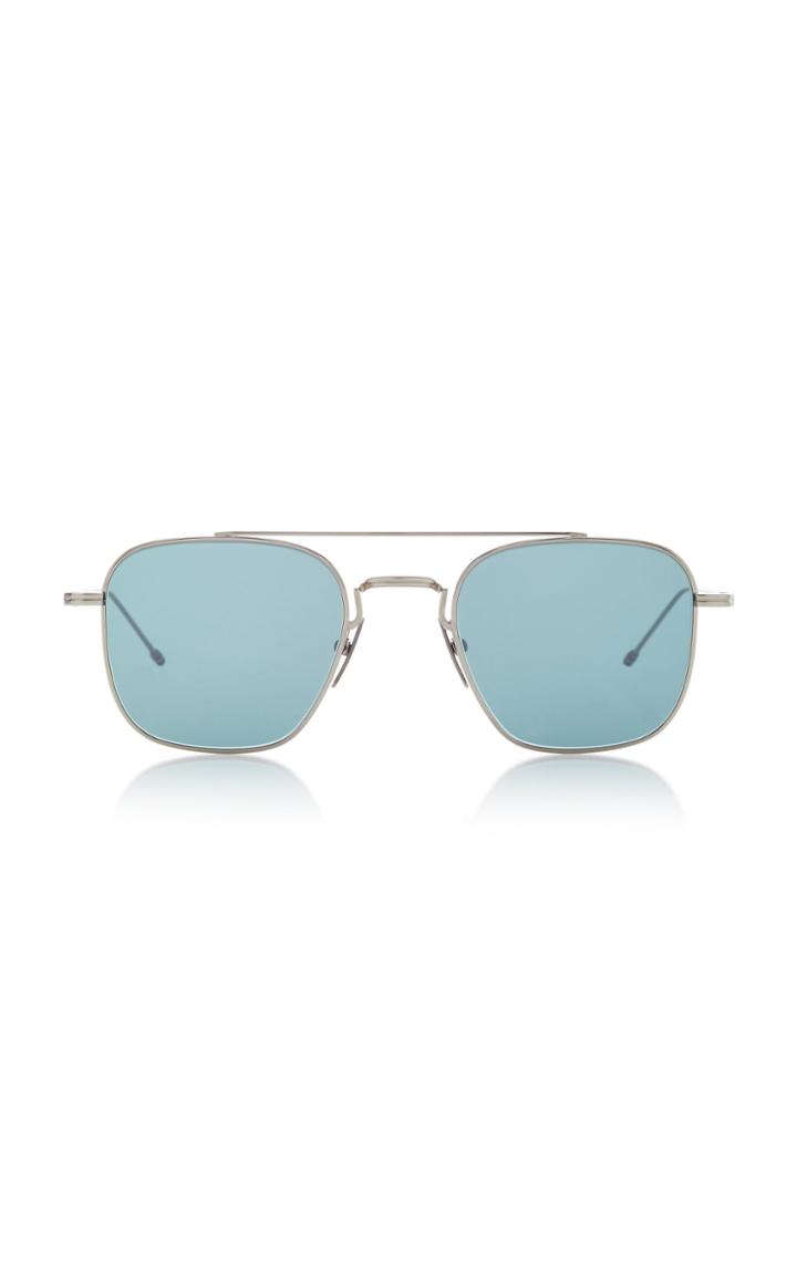 Thom Browne Sun Silver-tone Square Aviator Sunglasses