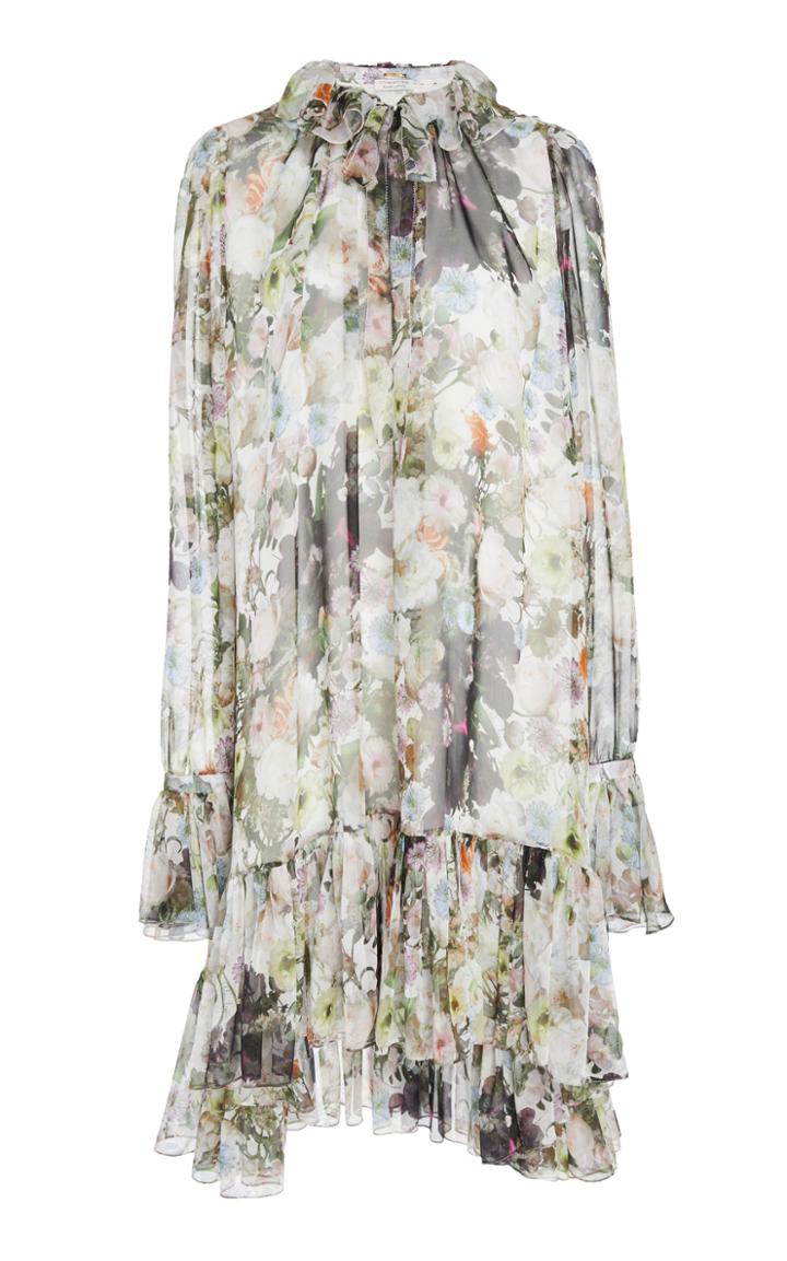 Adam Lippes Printed Chiffon Trapeze Dress