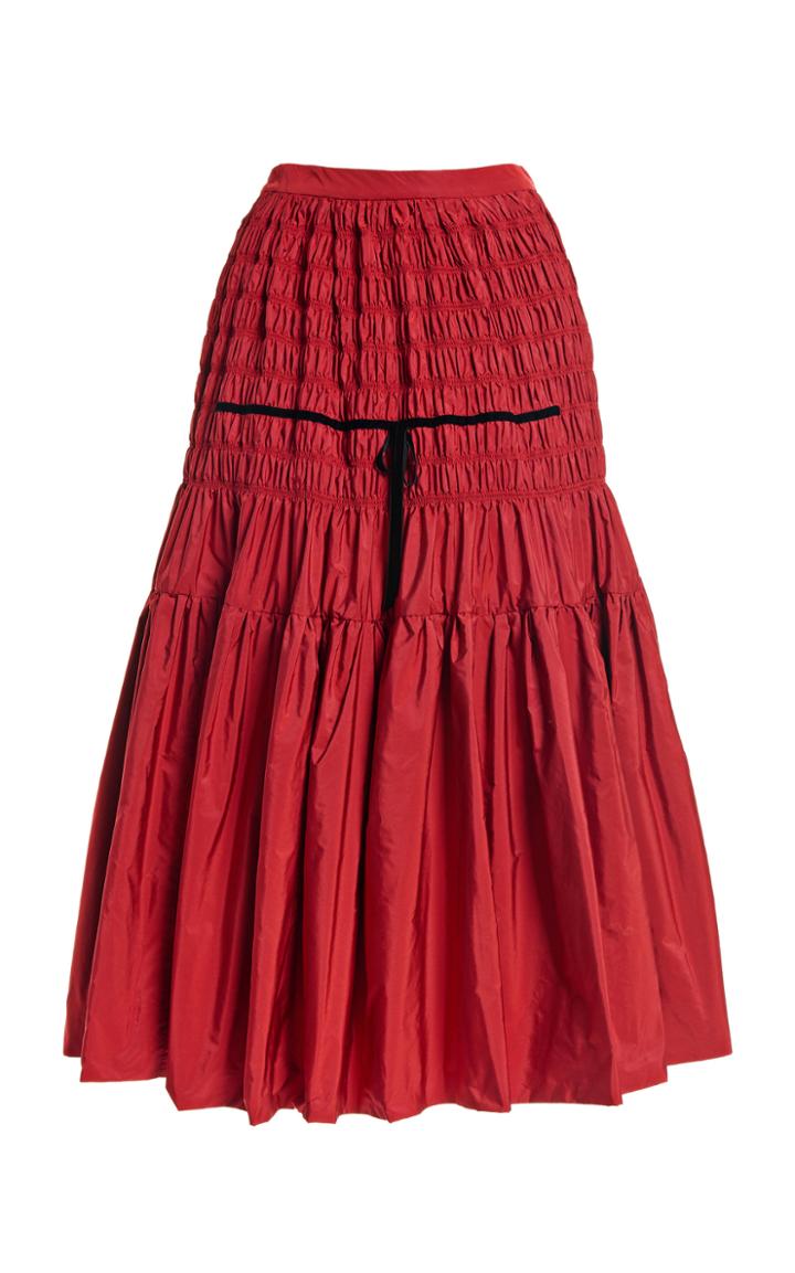 Moda Operandi Molly Goddard Donnika Ribbon-detailed Smocked Taffeta Midi Skirt