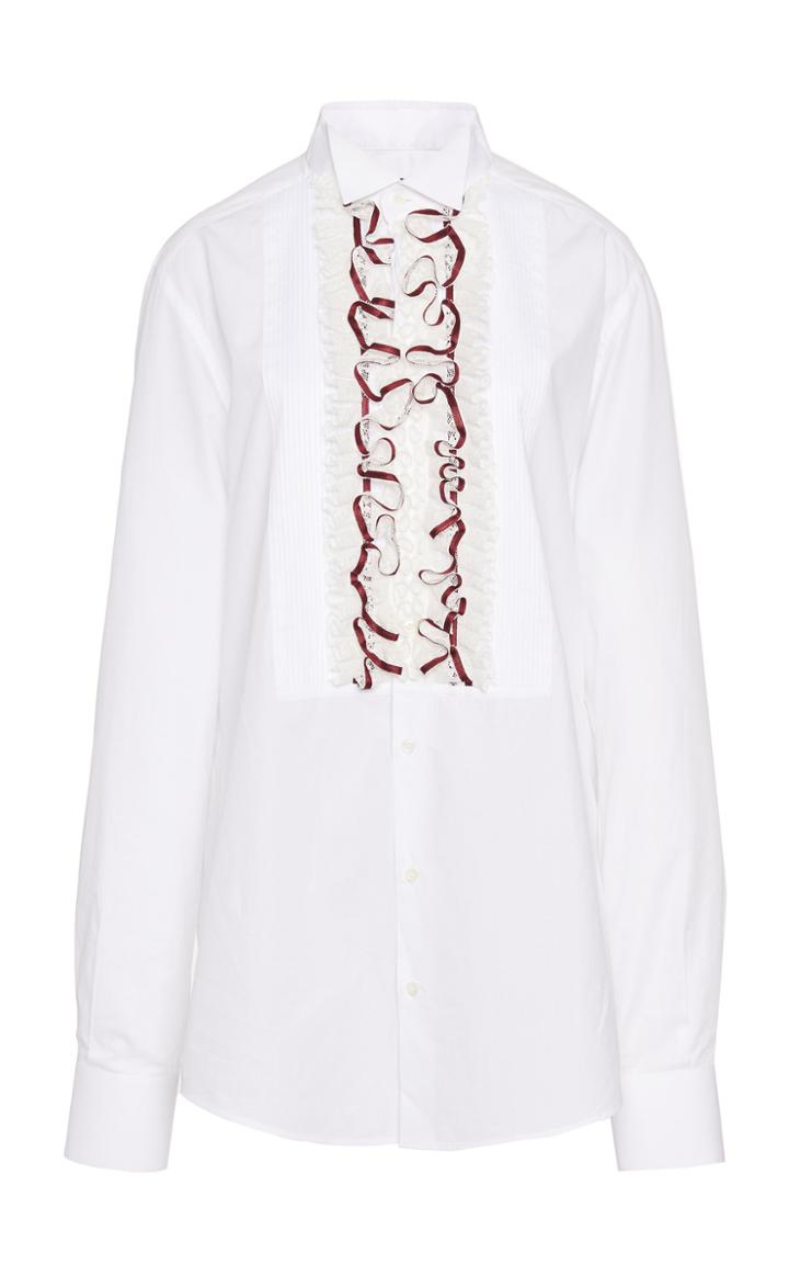 Dolce & Gabbana Ruffled Poplin Tuxedo Shirt