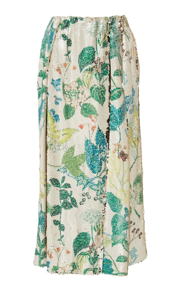 Agnona Botanical Printed Sequin Skirt