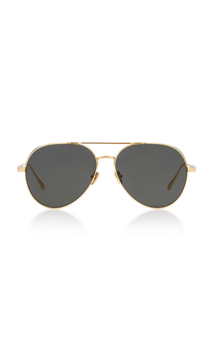 Linda Farrow Aviator-style Gold-tone Sunglasses