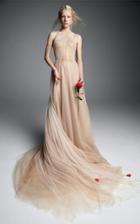 Vera Wang Anne A Sheer Tulle Bodice Gown With Macrame Lace