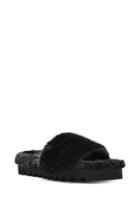 Joshua Sanders Black Faux Fur Sandals