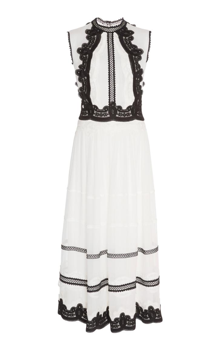 Costarellos Illusion Halter Tea Length Dress