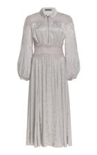 Alexachung Puffed Sleeve Jacquard Midi Dress