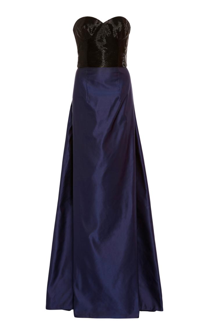 Naeem Khan Color Block Sweetheart Silk Gown