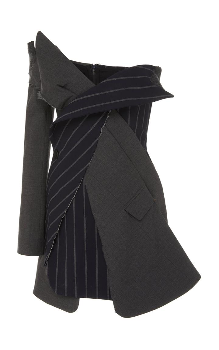 Monse Pinstripe Deconstructed Wool-blend Blazer Dress
