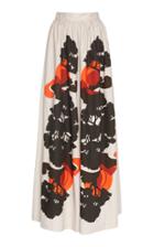 Martin Grant Printed Cotton Gathered Wide Leg Pants