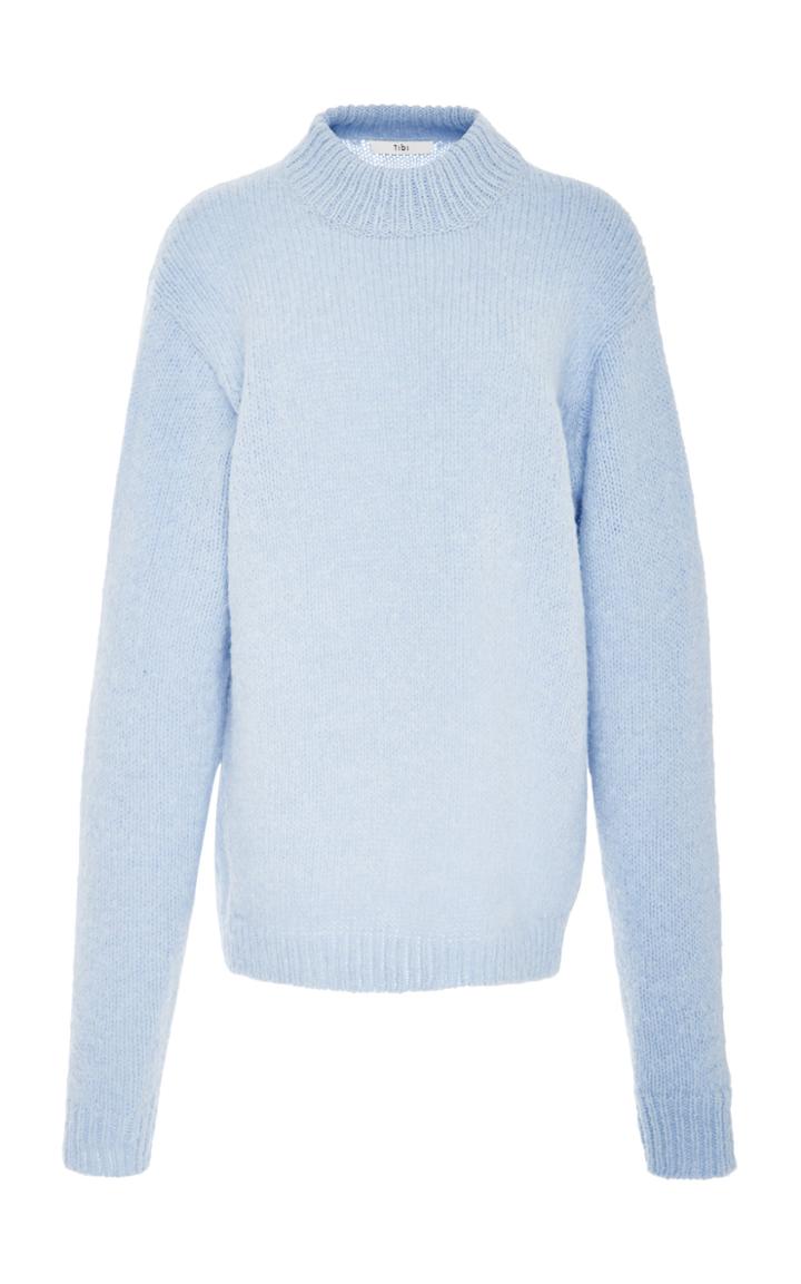 Tibi Easy Mock Neck Alpaca Blend Sweater
