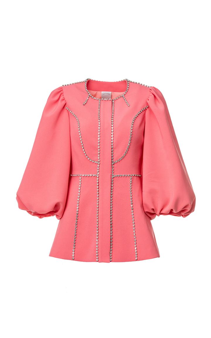 Moda Operandi Huishan Zhang Ginevra Crystal-trimmed Crepe Top