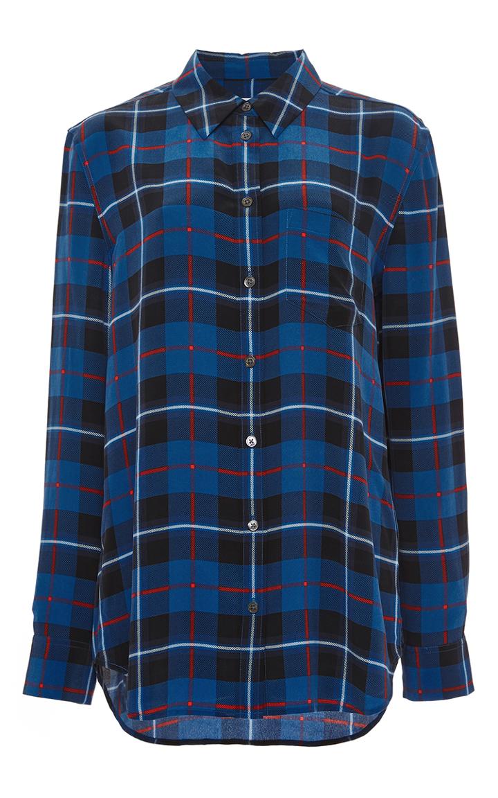 Equipment Silk Check Print Reese Button Down Blouse