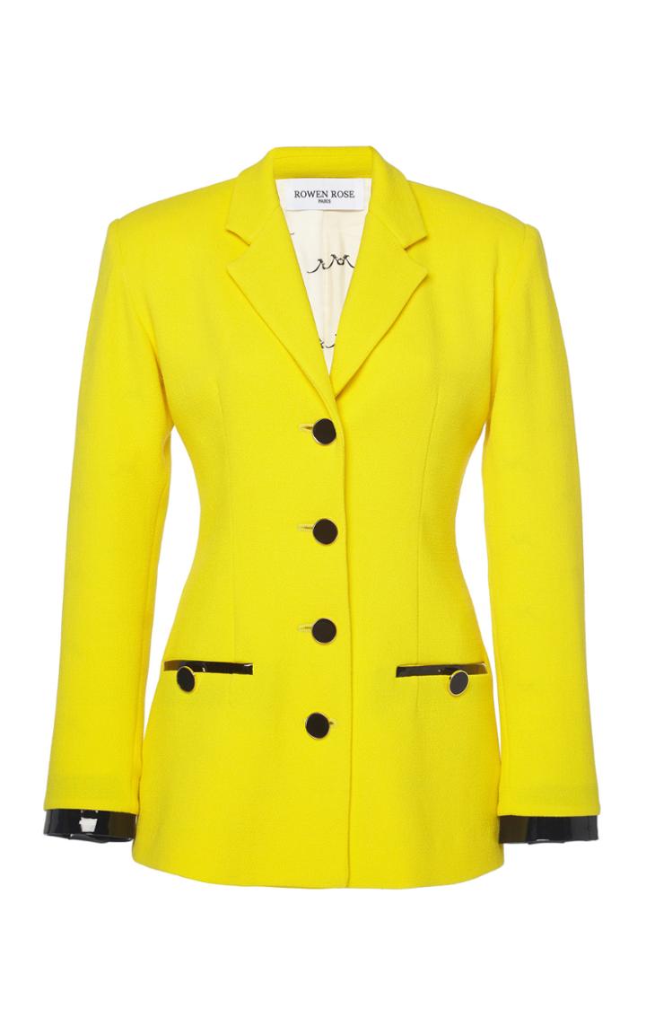 Moda Operandi Rowen Rose Single-breasted Vinyl-detailed Wool Crepe Jacket Size: 34