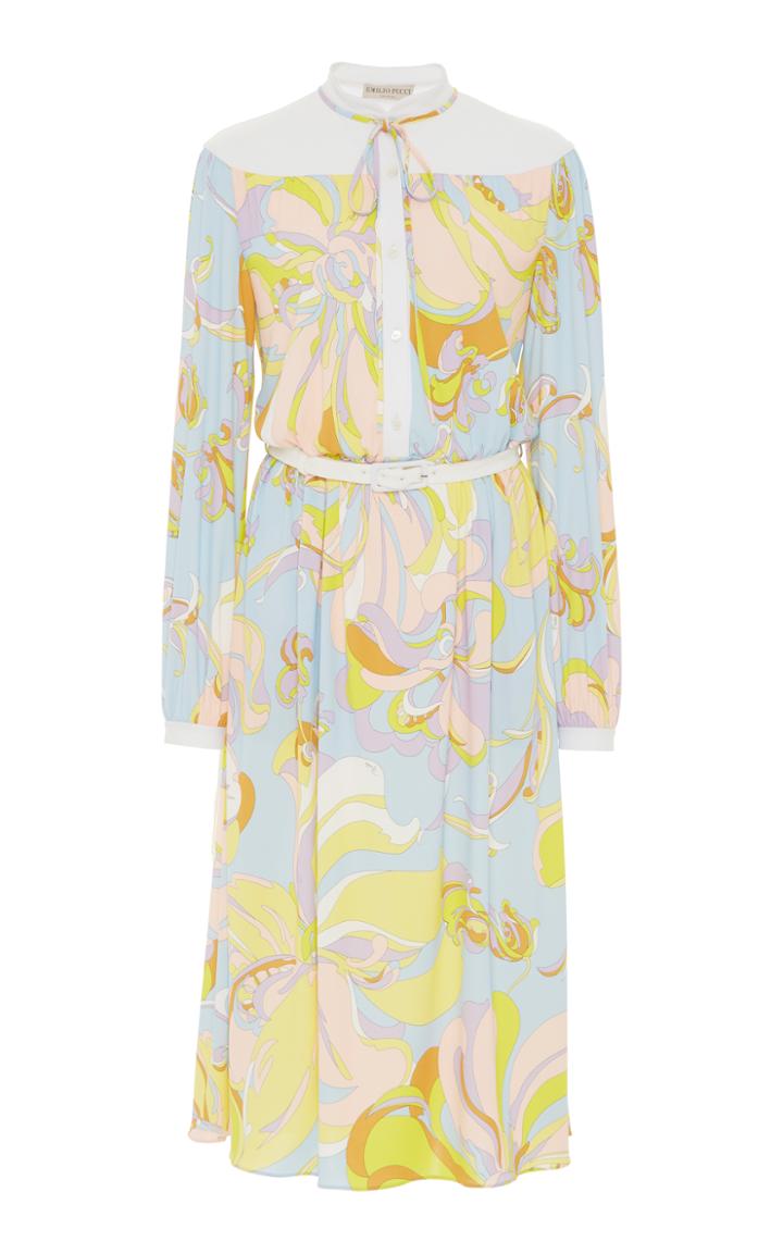 Emilio Pucci Printed Long Sleeve Midi Dress