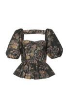 Markarian Exclusive Pietro Floral Taffeta Peplum Top