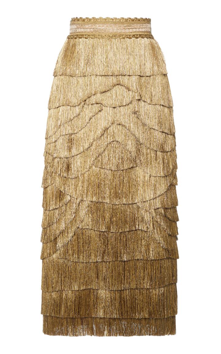 Moda Operandi Dolce & Gabbana High-rise Fringe Midi Skirt Size: 36
