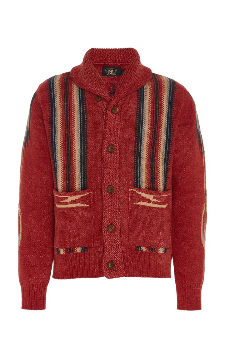 Rrl Striped Cotton-blend Cardigan