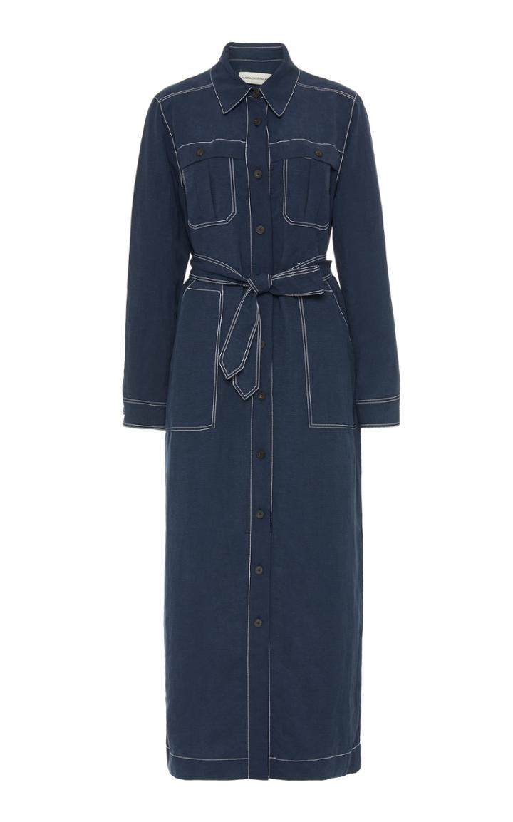 Mara Hoffman Juno Topstitched Twill Shirt Dress Size: Xs