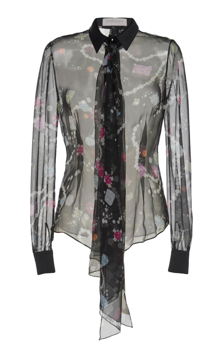 Ralph & Russo Silk Chiffon Bow Blouse