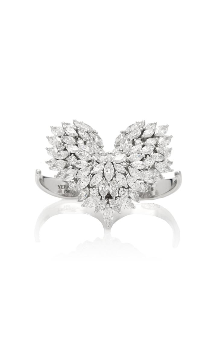Yeprem 18k White Gold Diamond Double Finger Ring