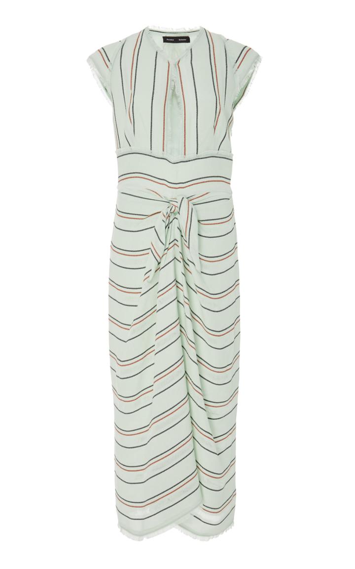 Proenza Schouler Cut-out Striped Crepe Midi Dress