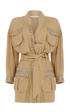 Raisa Vanessa Camel Trenchcoat Dress With Embellished Pockets