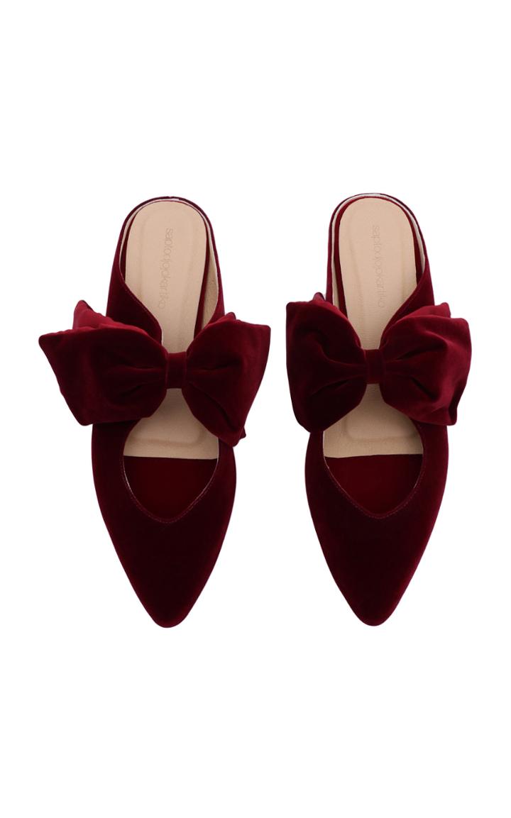 Saptodjojokartiko Magani Bow Lambskin And Velvet Mule Size: 35