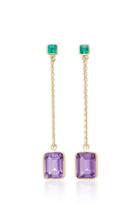 Yi Collection 18k Gold Emerald And Amethyst Earrings