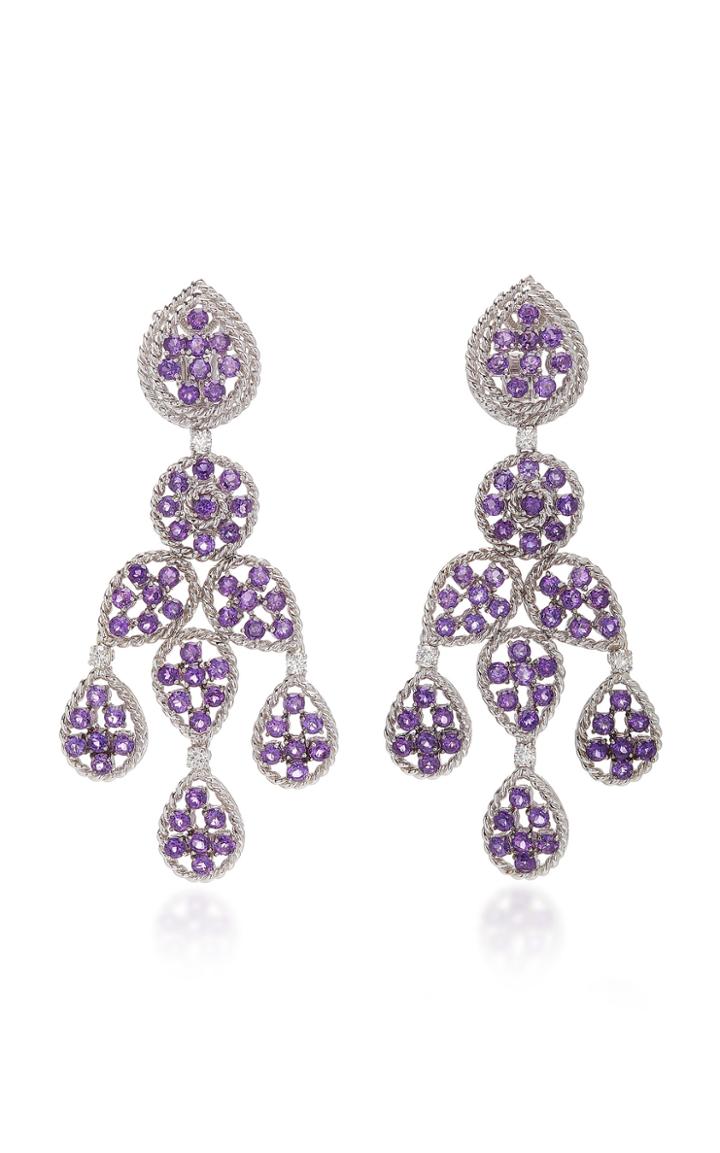 Sabbadini White Gold Amethyst And Diamond Earrings