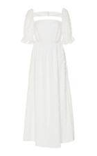 Markarian Marge Cotton Floral Applique Empire Dress With Puff Sleeve
