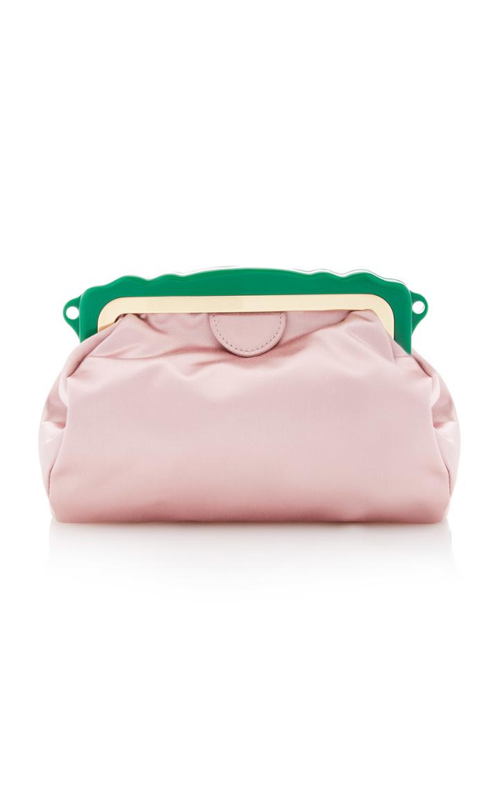 Edie Parker Aliza Satin Bag With Rhodoid Frame