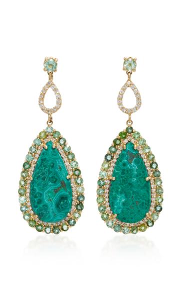 Eden Presley 14k Gold Malachite Azurite And Diamond Earrings