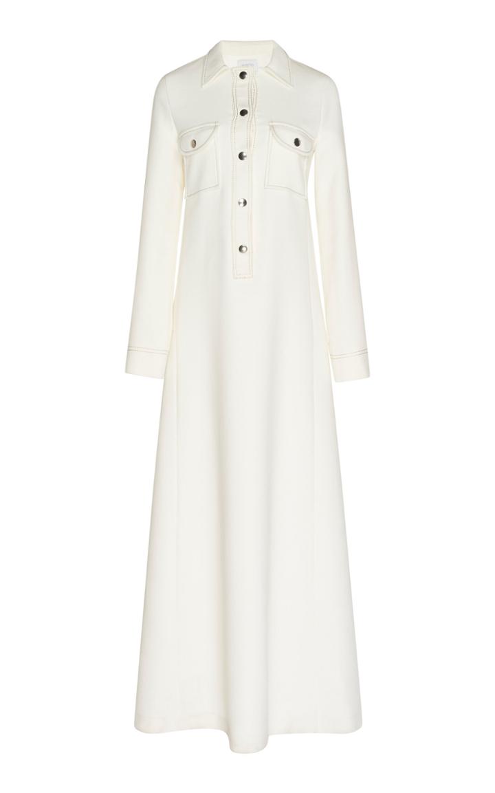 Giambattista Valli Twill Long Sleeve A-line Shirtdress