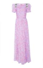 Carolina Herrera Puff Sleeve Gown With Embroidered