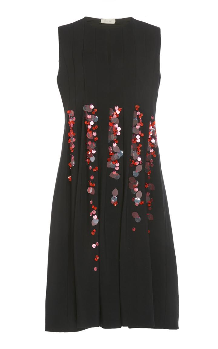 Delpozo Sequined Pleated Crepe Dress